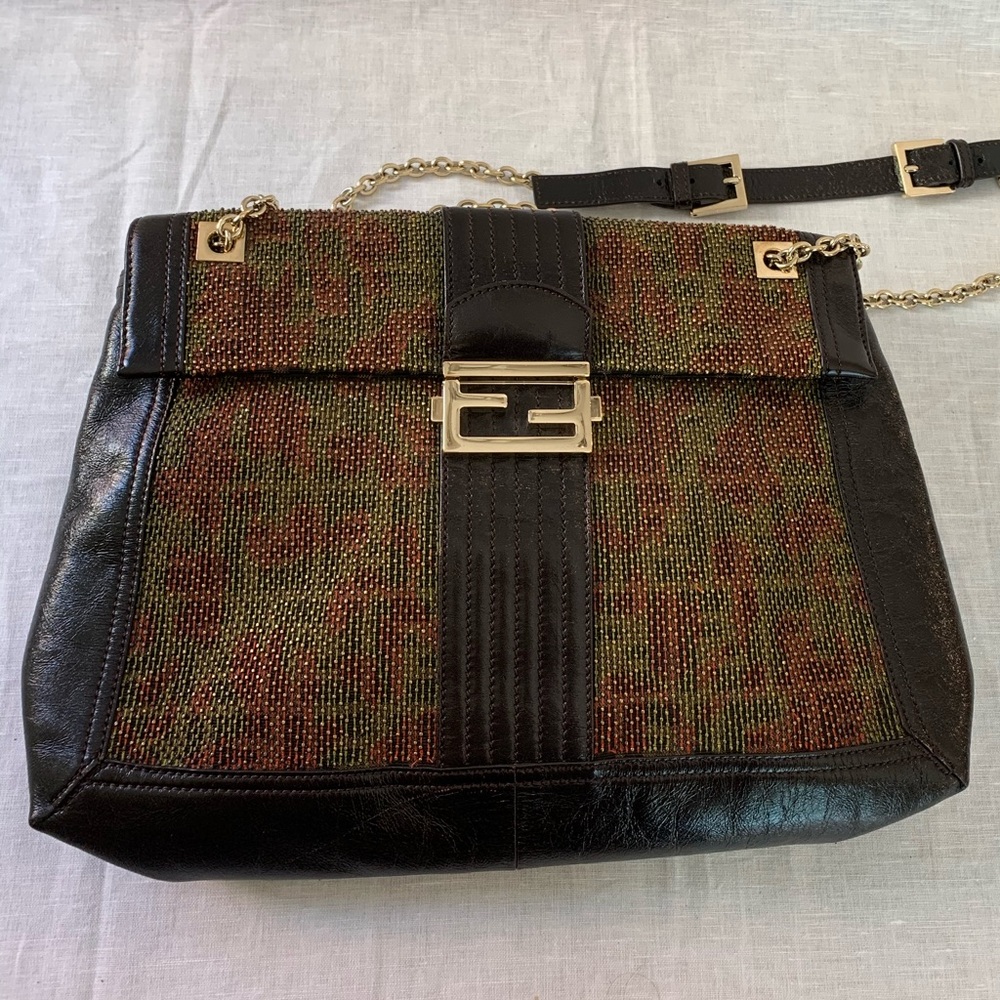 Fendi Zucca Canvas and Leather Maxi Bag